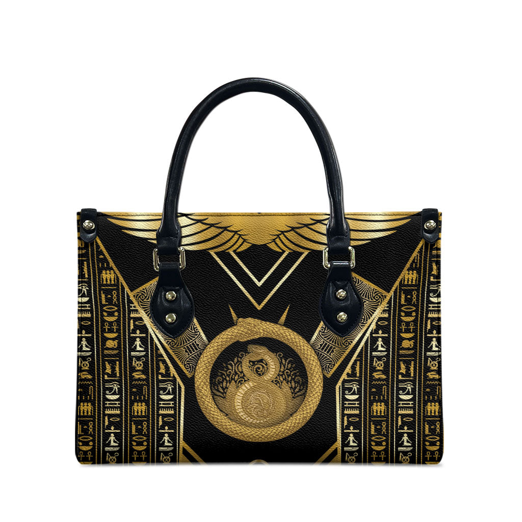 Egypt Ouroboros Leather Bag Ancient Mythology Infinity Serpent Gold