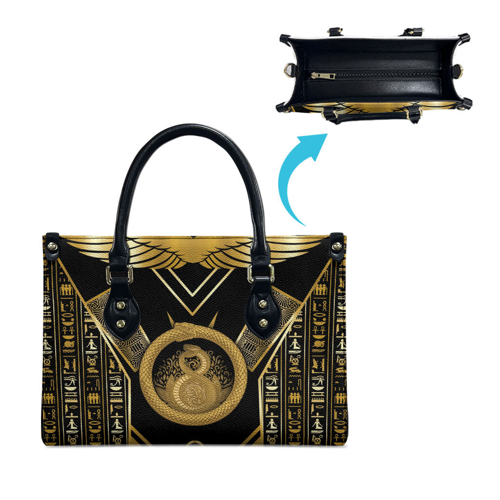 Egypt Ouroboros Leather Bag Ancient Mythology Infinity Serpent Gold