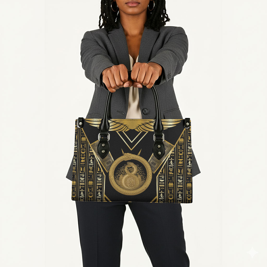 Egypt Ouroboros Leather Bag Ancient Mythology Infinity Serpent Gold