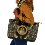 Egypt Ouroboros Leather Tote Bag Ancient Mythology Infinity Serpent Gold