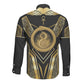 Egypt Ouroboros Long Sleeve Button Shirt Ancient Mythology Infinity Serpent Gold