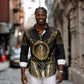 Egypt Ouroboros Long Sleeve Button Shirt Ancient Mythology Infinity Serpent Gold