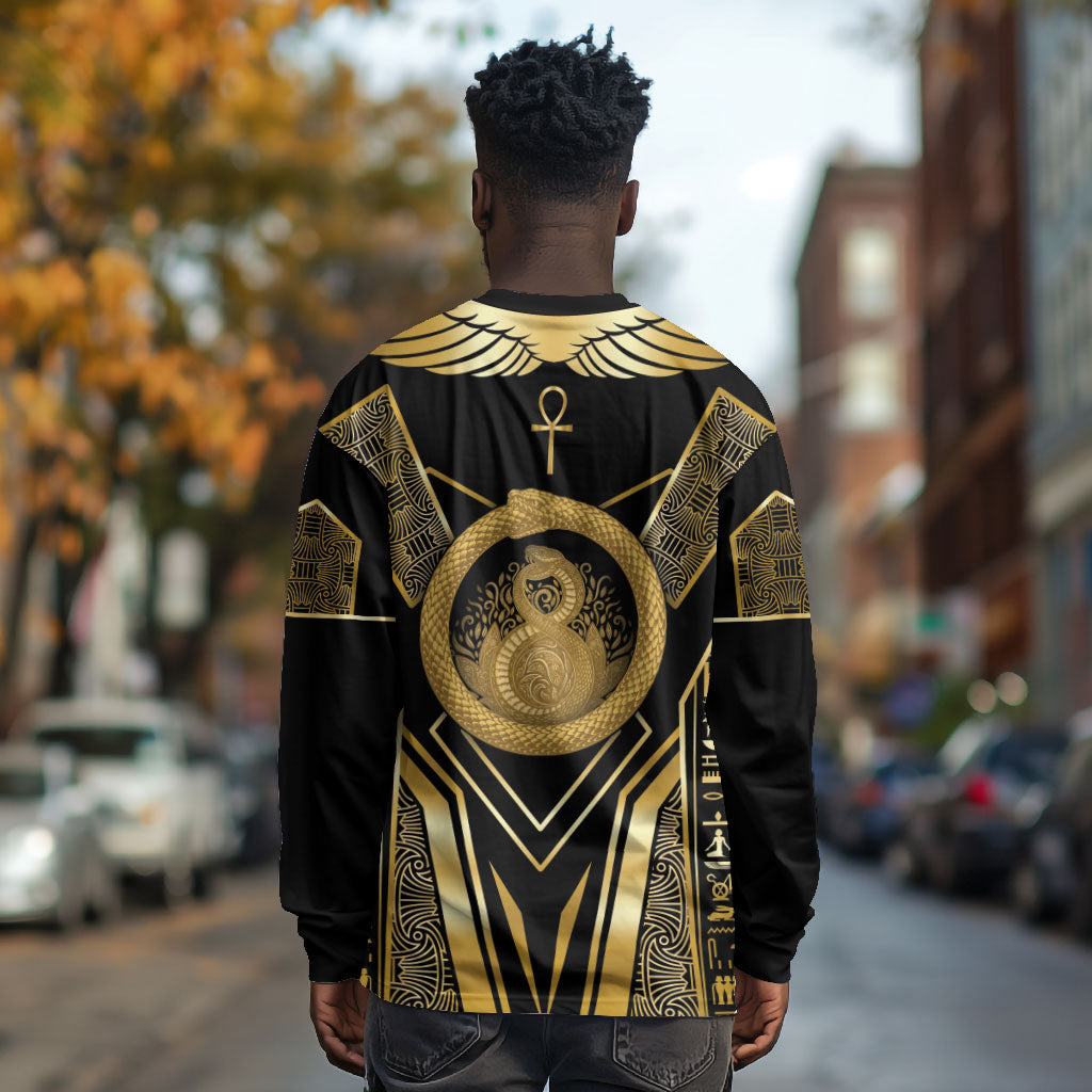 Egypt Ouroboros Long Sleeve Shirt Ancient Mythology Infinity Serpent Gold