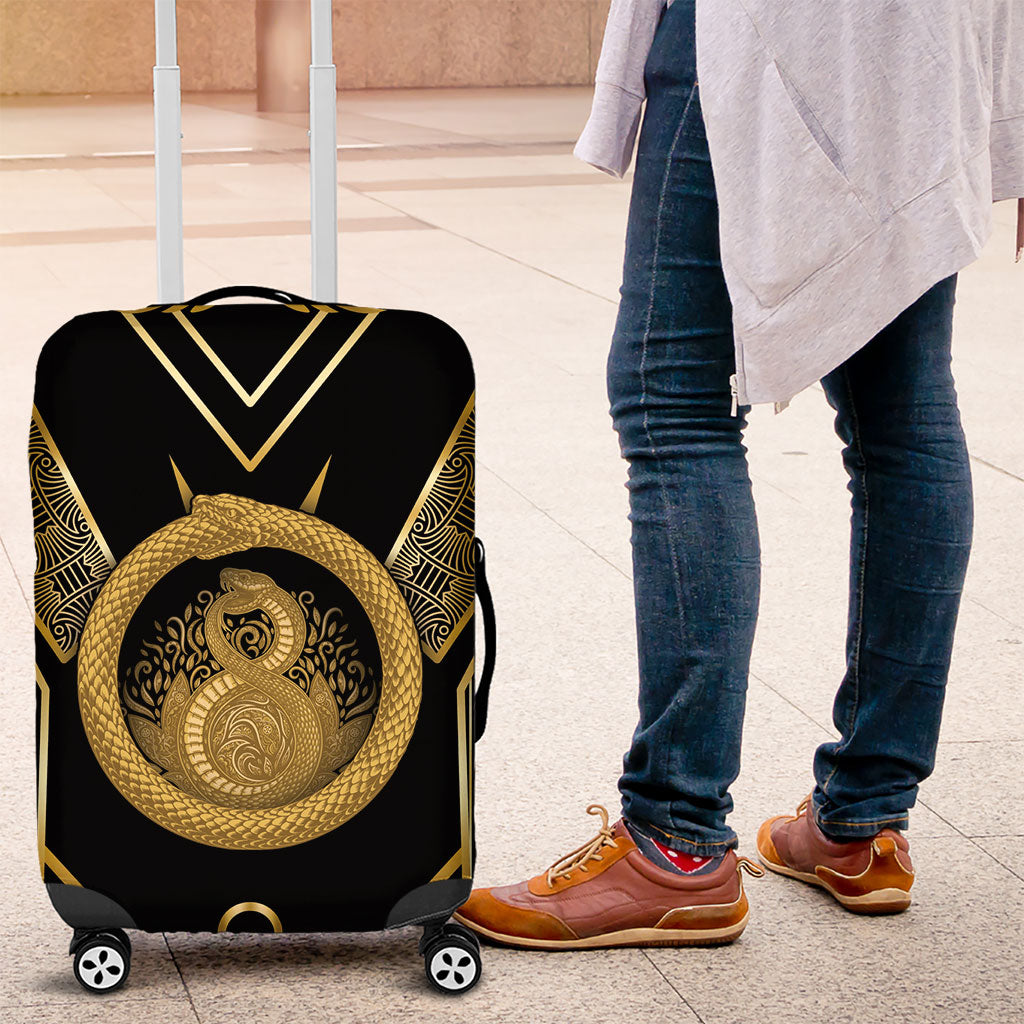 Egypt Ouroboros Luggage Cover Ancient Mythology Infinity Serpent Gold