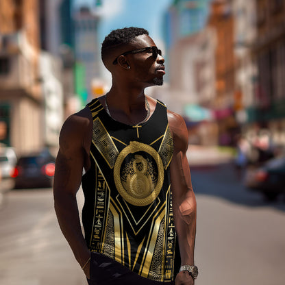 Egypt Ouroboros Men Tank Top Ancient Mythology Infinity Serpent Gold
