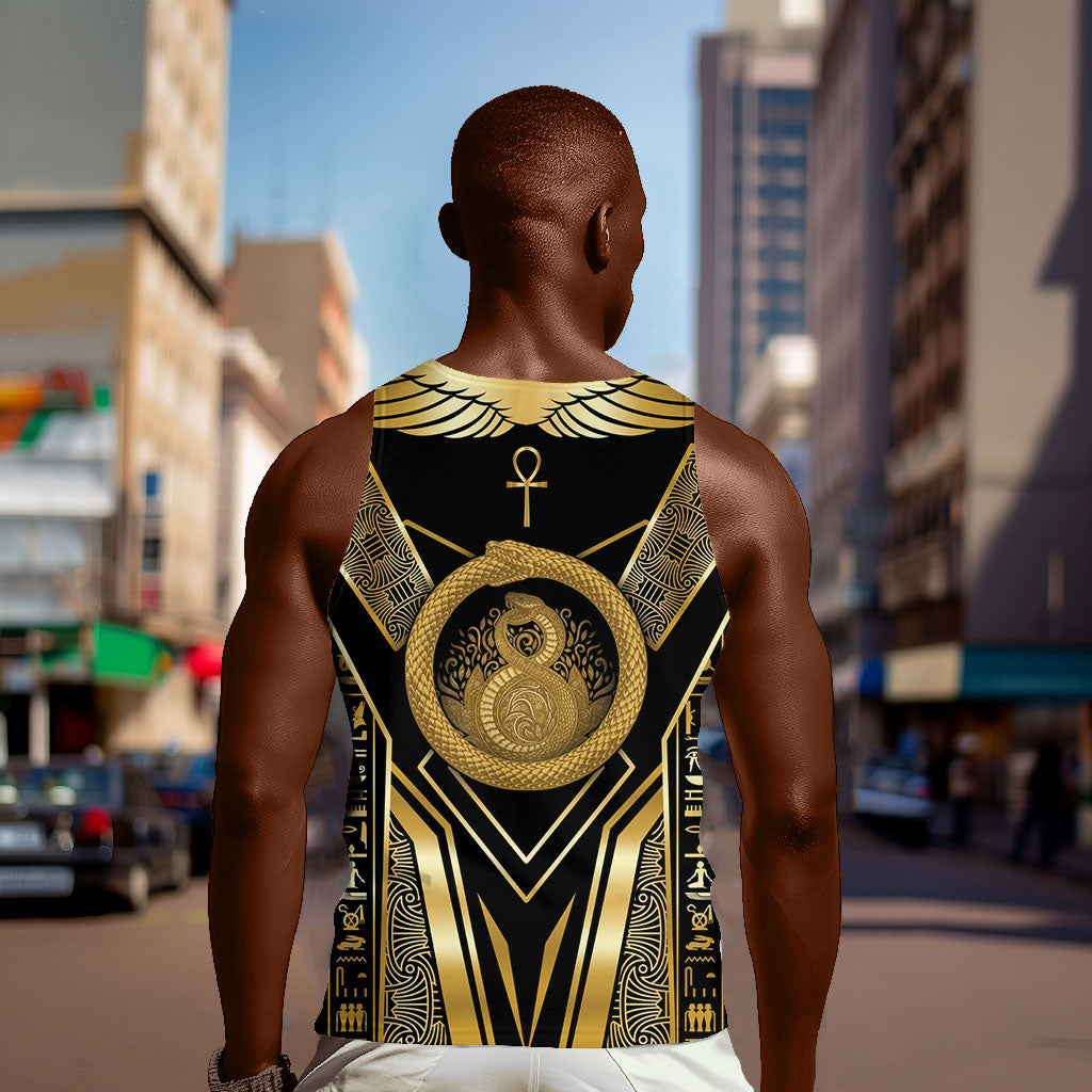 Egypt Ouroboros Men Tank Top Ancient Mythology Infinity Serpent Gold