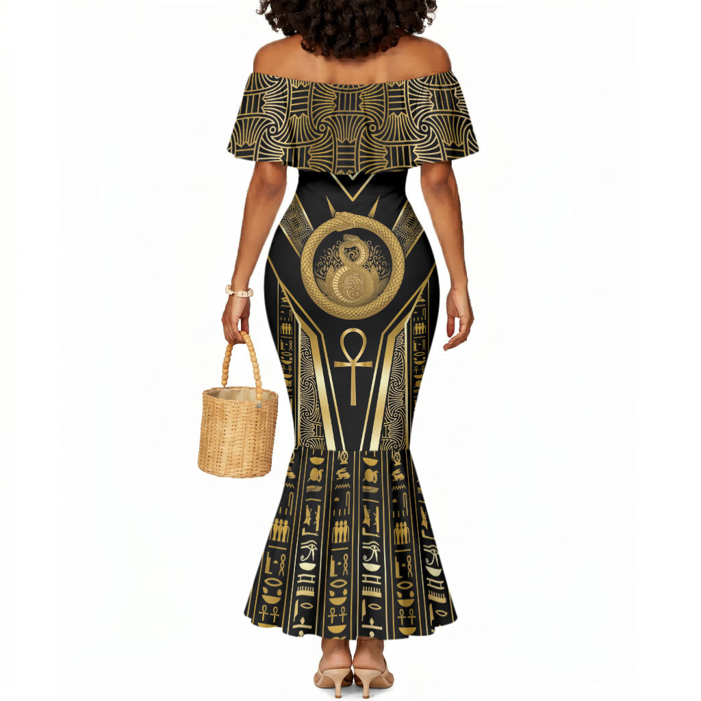 Egypt Ouroboros Mermaid Dress Ancient Mythology Infinity Serpent Gold