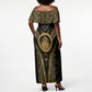 Egypt Ouroboros Off Shoulder Maxi Dress Ancient Mythology Infinity Serpent Gold