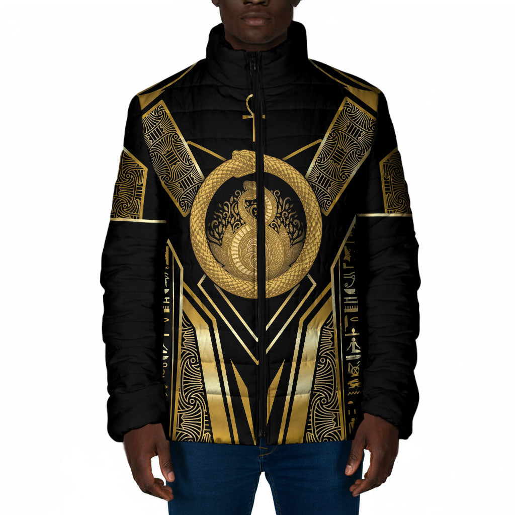 Egypt Ouroboros Padded Jacket Ancient Mythology Infinity Serpent Gold
