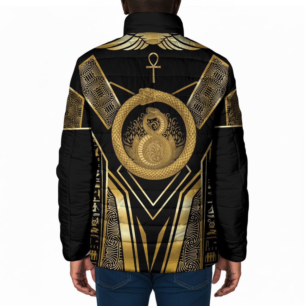 Egypt Ouroboros Padded Jacket Ancient Mythology Infinity Serpent Gold
