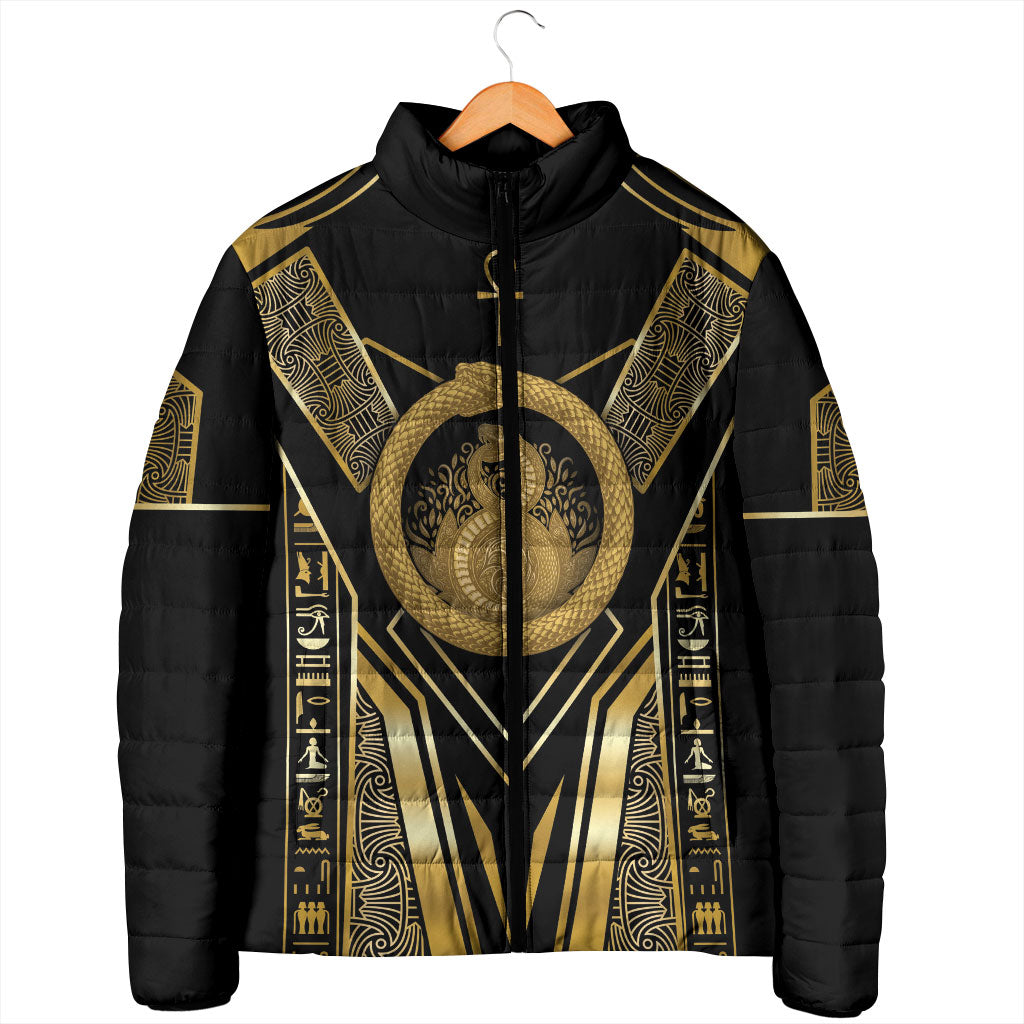 Egypt Ouroboros Padded Jacket Ancient Mythology Infinity Serpent Gold