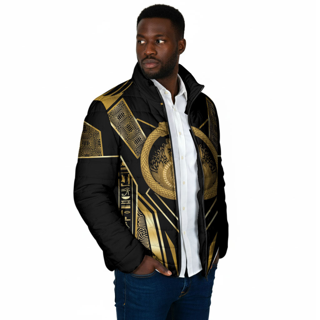 Egypt Ouroboros Padded Jacket Ancient Mythology Infinity Serpent Gold