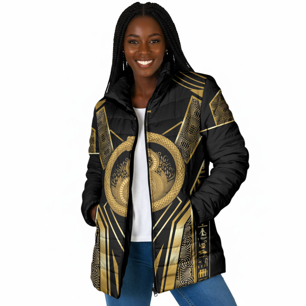 Egypt Ouroboros Padded Jacket Ancient Mythology Infinity Serpent Gold