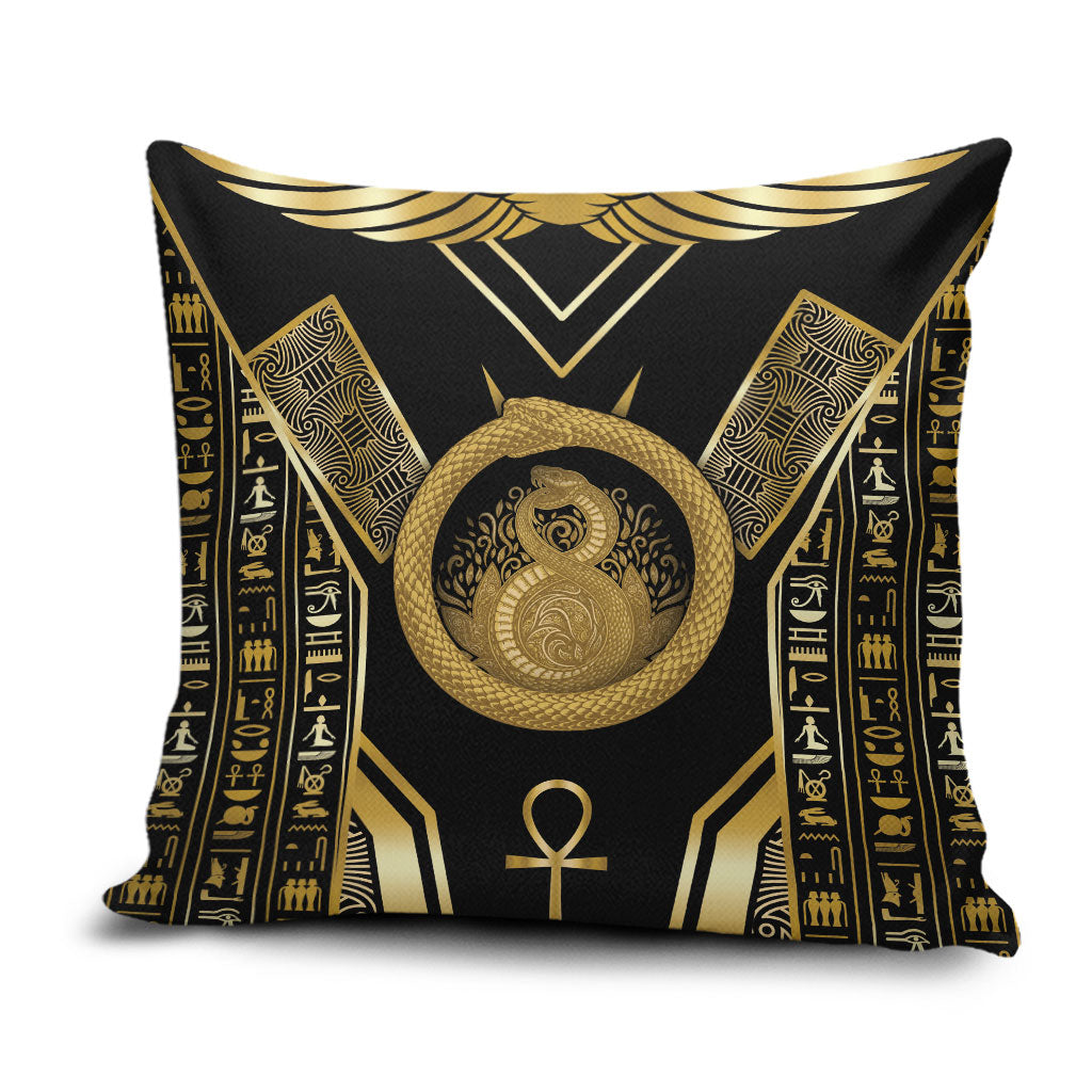 Egypt Ouroboros Pillow Cover Ancient Mythology Infinity Serpent Gold