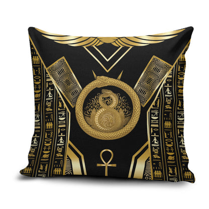 Egypt Ouroboros Pillow Cover Ancient Mythology Infinity Serpent Gold