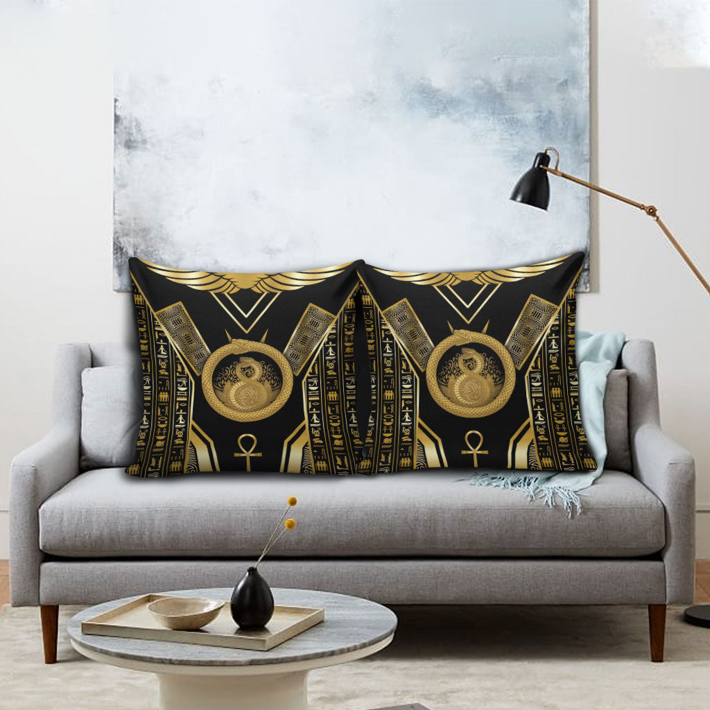 Egypt Ouroboros Pillow Cover Ancient Mythology Infinity Serpent Gold