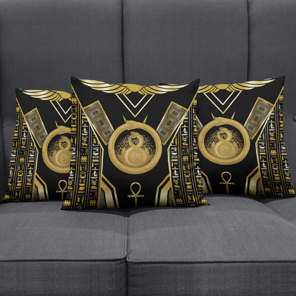 Egypt Ouroboros Pillow Cover Ancient Mythology Infinity Serpent Gold