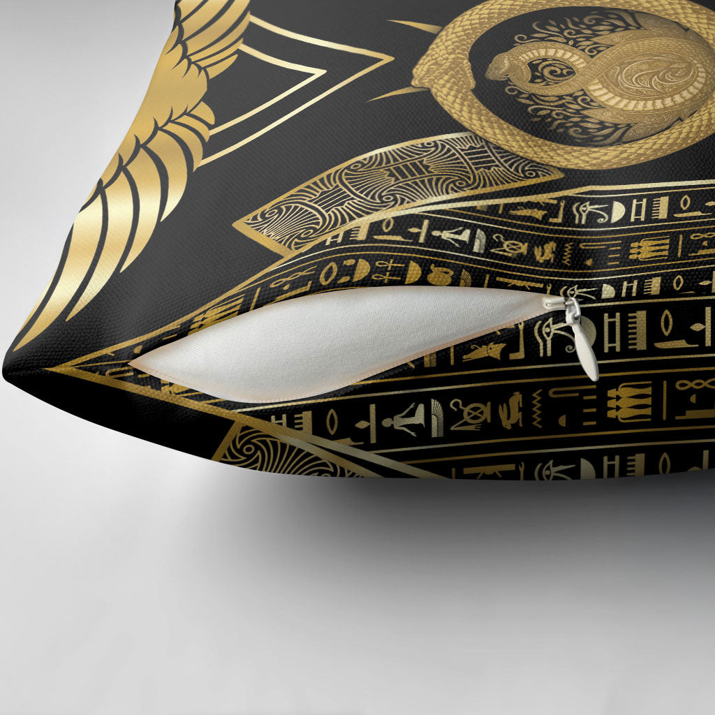 Egypt Ouroboros Pillow Cover Ancient Mythology Infinity Serpent Gold