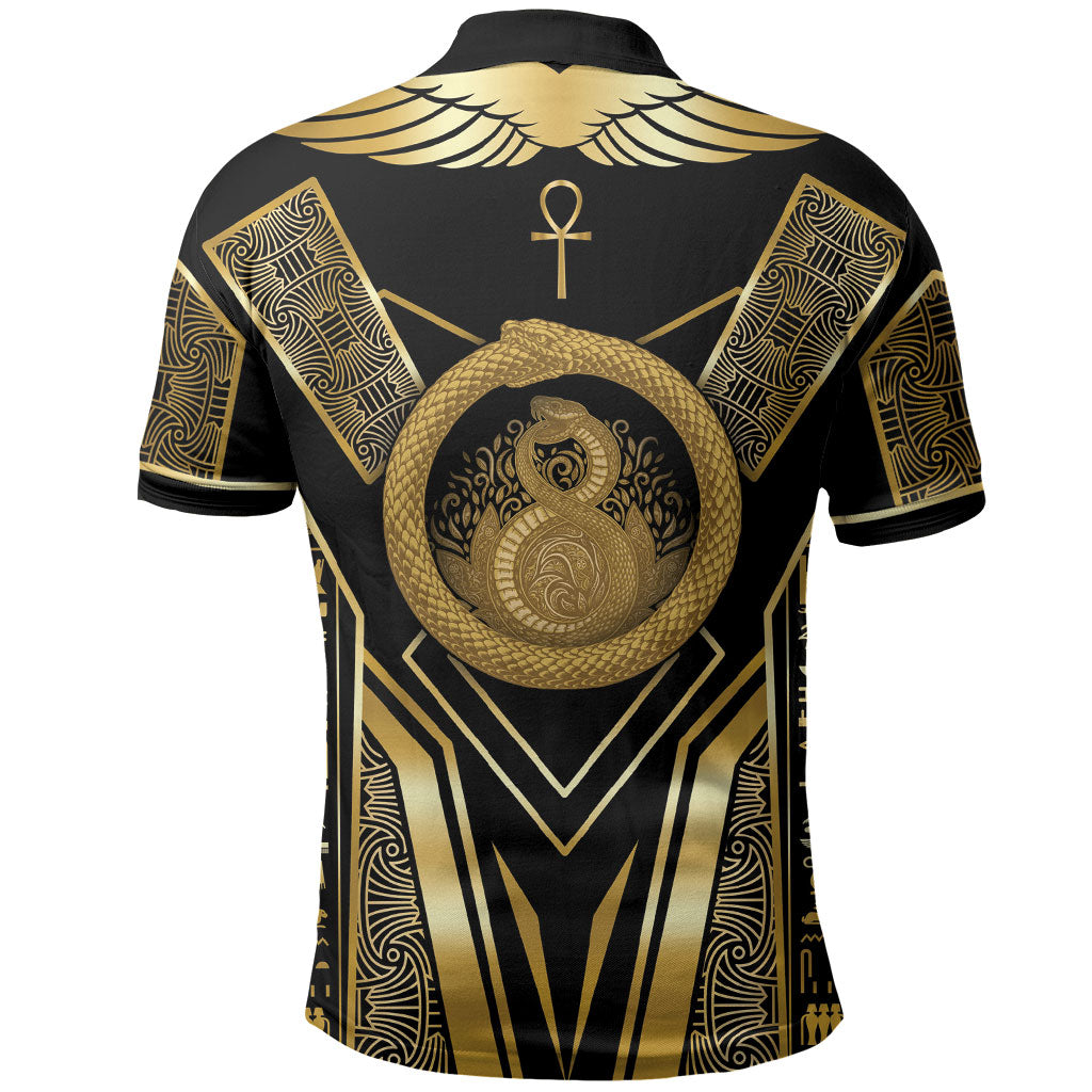Egypt Ouroboros Polo Shirt Ancient Mythology Infinity Serpent Gold