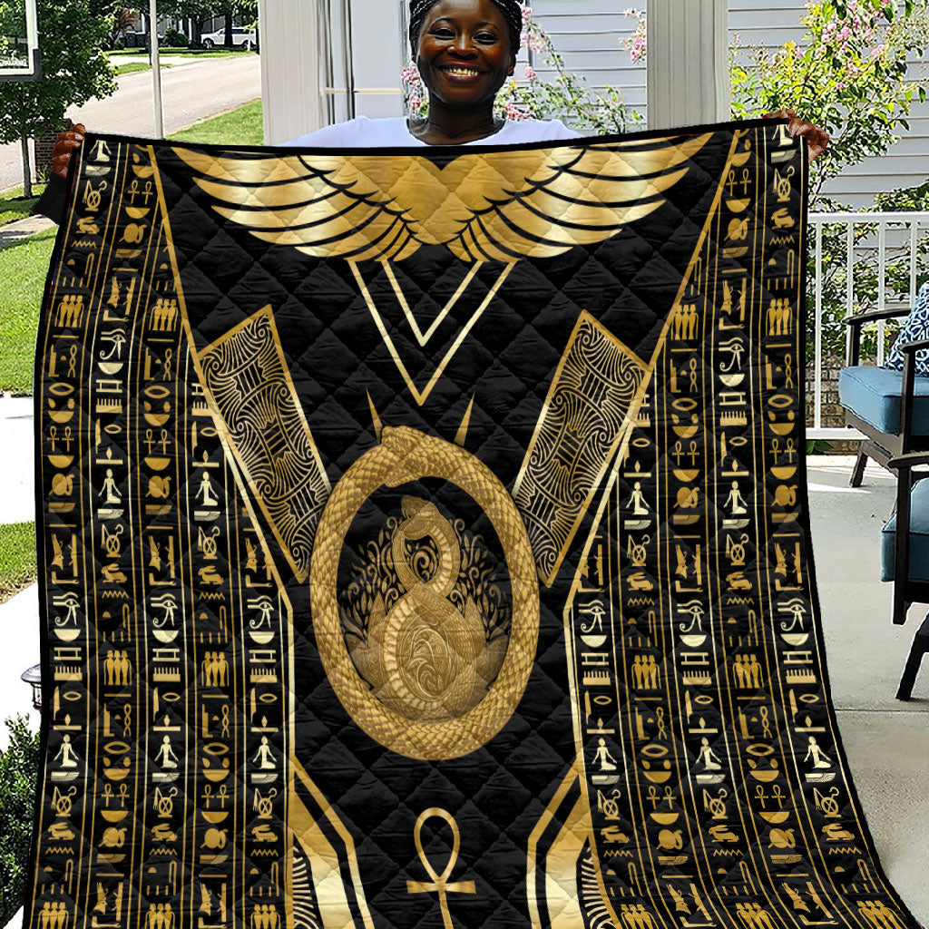 Egypt Ouroboros Quilt Ancient Mythology Infinity Serpent Gold