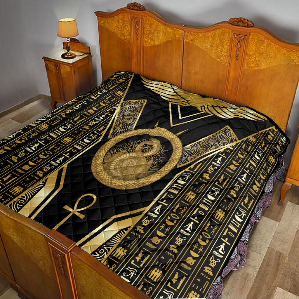 Egypt Ouroboros Quilt Ancient Mythology Infinity Serpent Gold