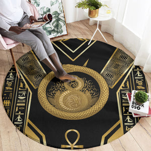 Egypt Ouroboros Round Carpet Ancient Mythology Infinity Serpent Gold