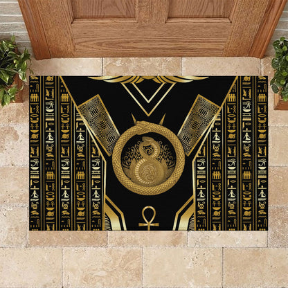 Egypt Ouroboros Rubber Doormat Ancient Mythology Infinity Serpent Gold