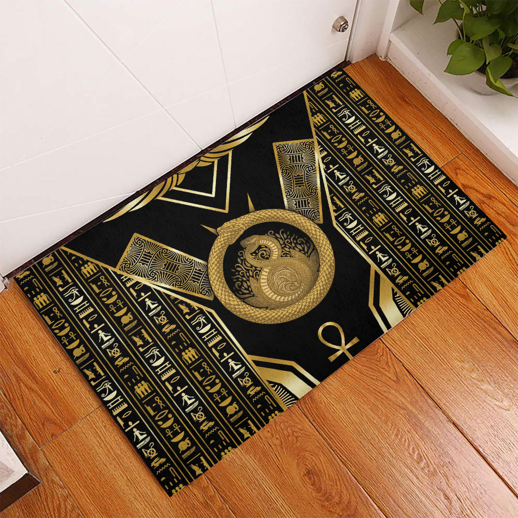 Egypt Ouroboros Rubber Doormat Ancient Mythology Infinity Serpent Gold
