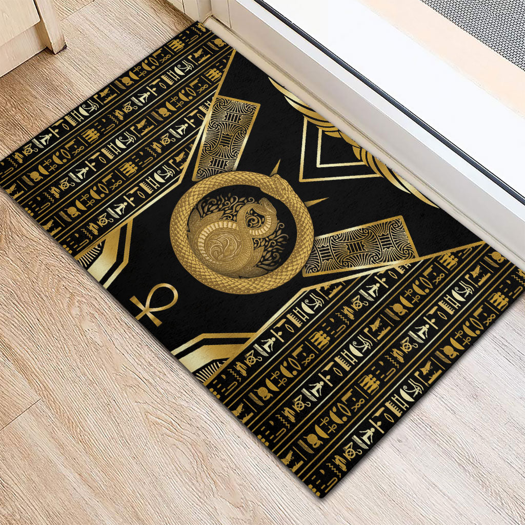 Egypt Ouroboros Rubber Doormat Ancient Mythology Infinity Serpent Gold
