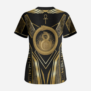 Egypt Ouroboros Scrub Top Ancient Mythology Infinity Serpent Gold