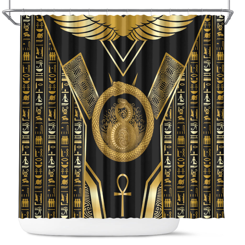 Egypt Ouroboros Shower Curtain Ancient Mythology Infinity Serpent Gold