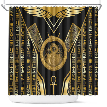Egypt Ouroboros Shower Curtain Ancient Mythology Infinity Serpent Gold