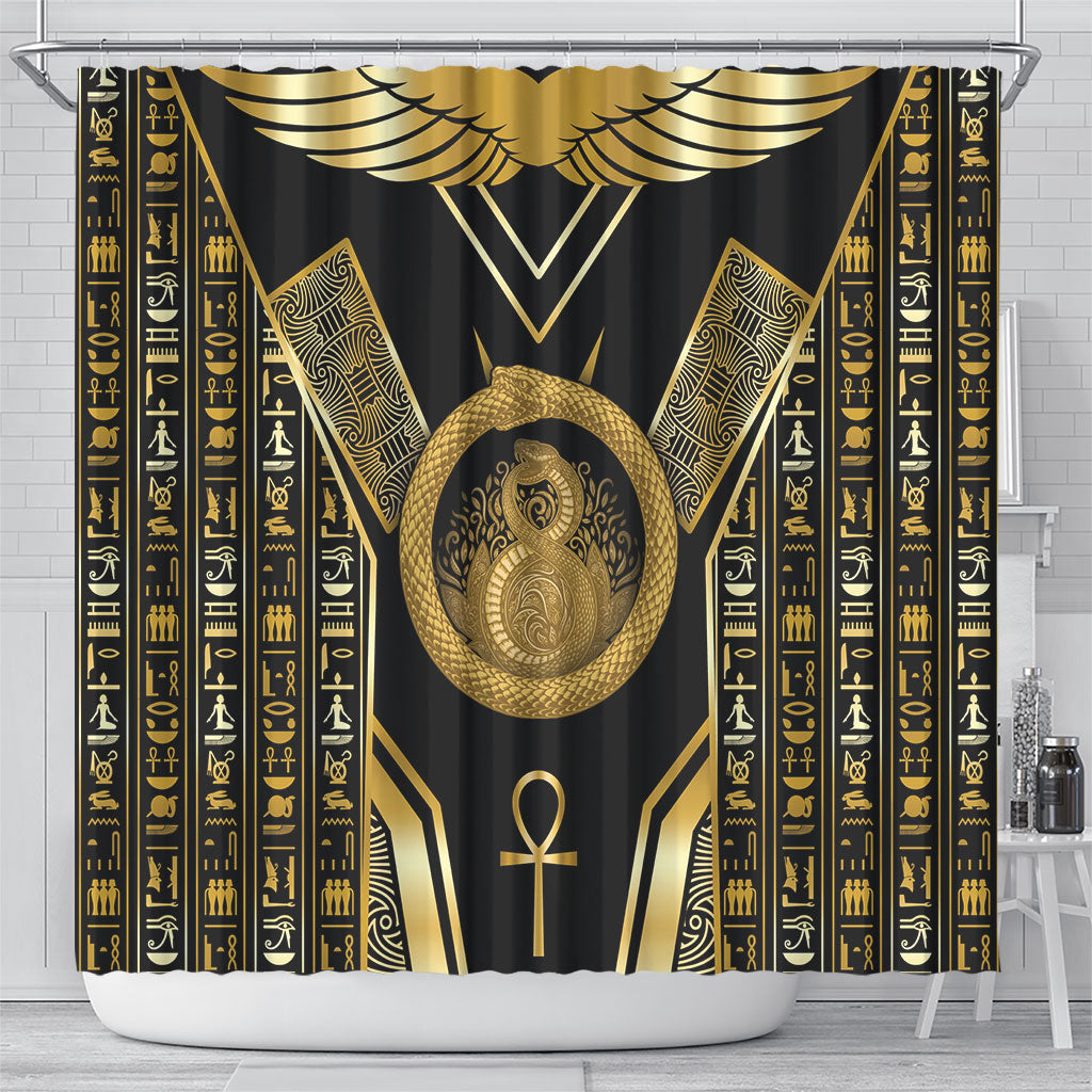 Egypt Ouroboros Shower Curtain Ancient Mythology Infinity Serpent Gold