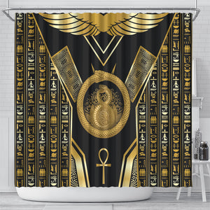 Egypt Ouroboros Shower Curtain Ancient Mythology Infinity Serpent Gold
