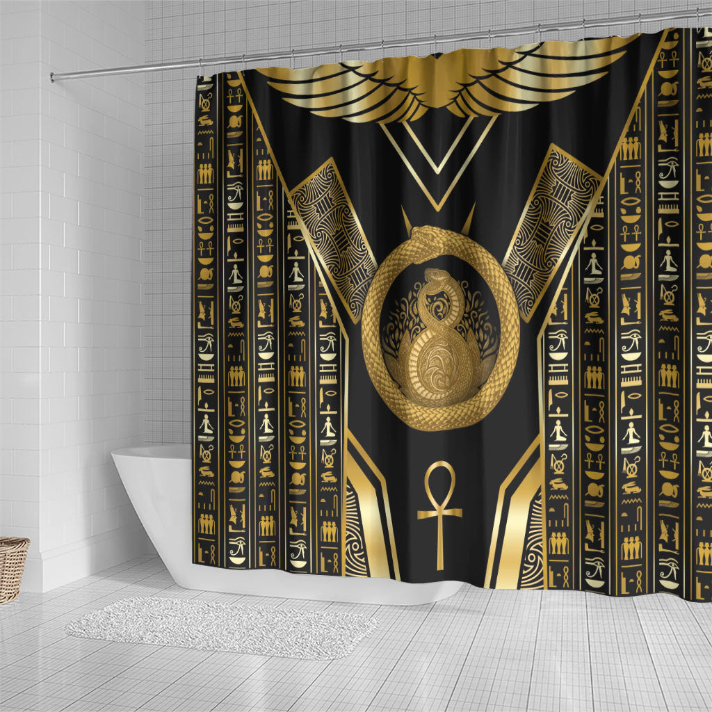 Egypt Ouroboros Shower Curtain Ancient Mythology Infinity Serpent Gold
