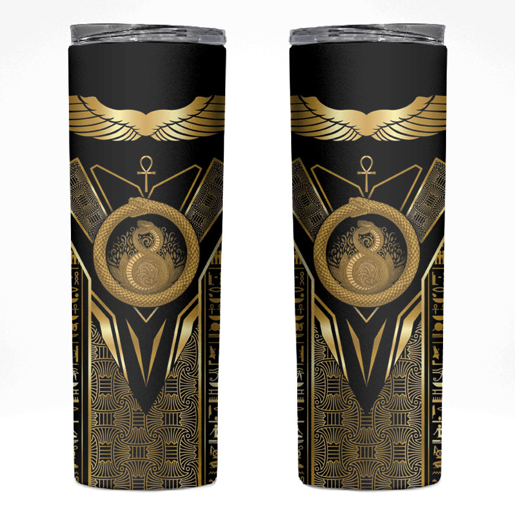 Egypt Ouroboros Skinny Tumbler Ancient Mythology Infinity Serpent Gold