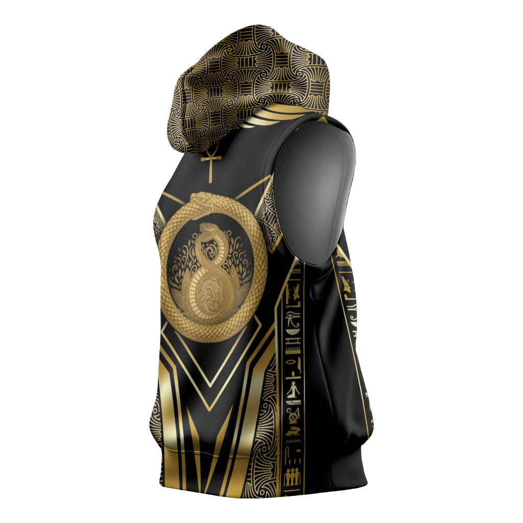 Egypt Ouroboros Sleeveless Hoodie Ancient Mythology Infinity Serpent Gold
