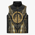 Egypt Ouroboros Sleeveless Puffer Jacket Ancient Mythology Infinity Serpent Gold