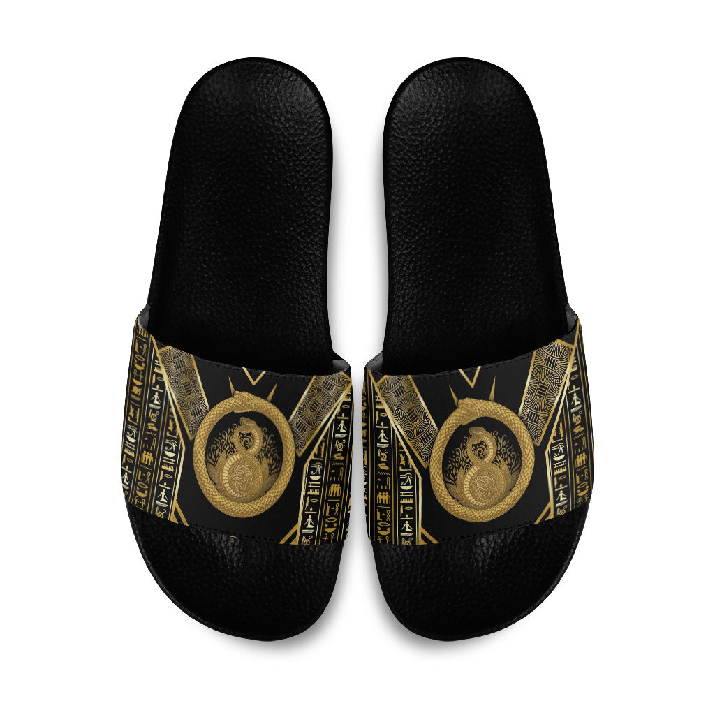 Egypt Ouroboros Slide Sandals Ancient Mythology Infinity Serpent Gold
