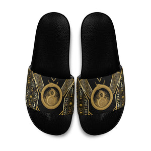 Egypt Ouroboros Slide Sandals Ancient Mythology Infinity Serpent Gold