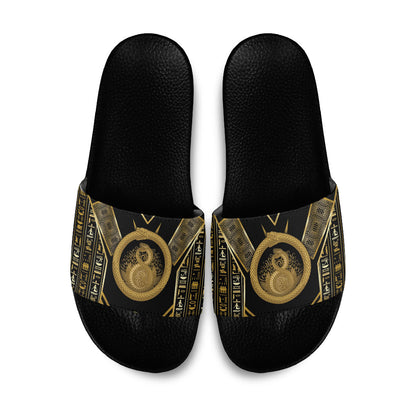 Egypt Ouroboros Slide Sandals Ancient Mythology Infinity Serpent Gold