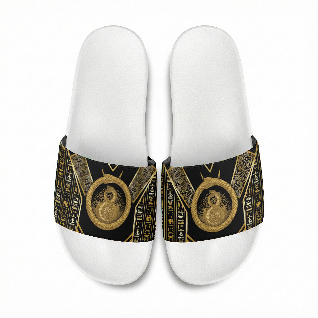 Egypt Ouroboros Slide Sandals Ancient Mythology Infinity Serpent Gold