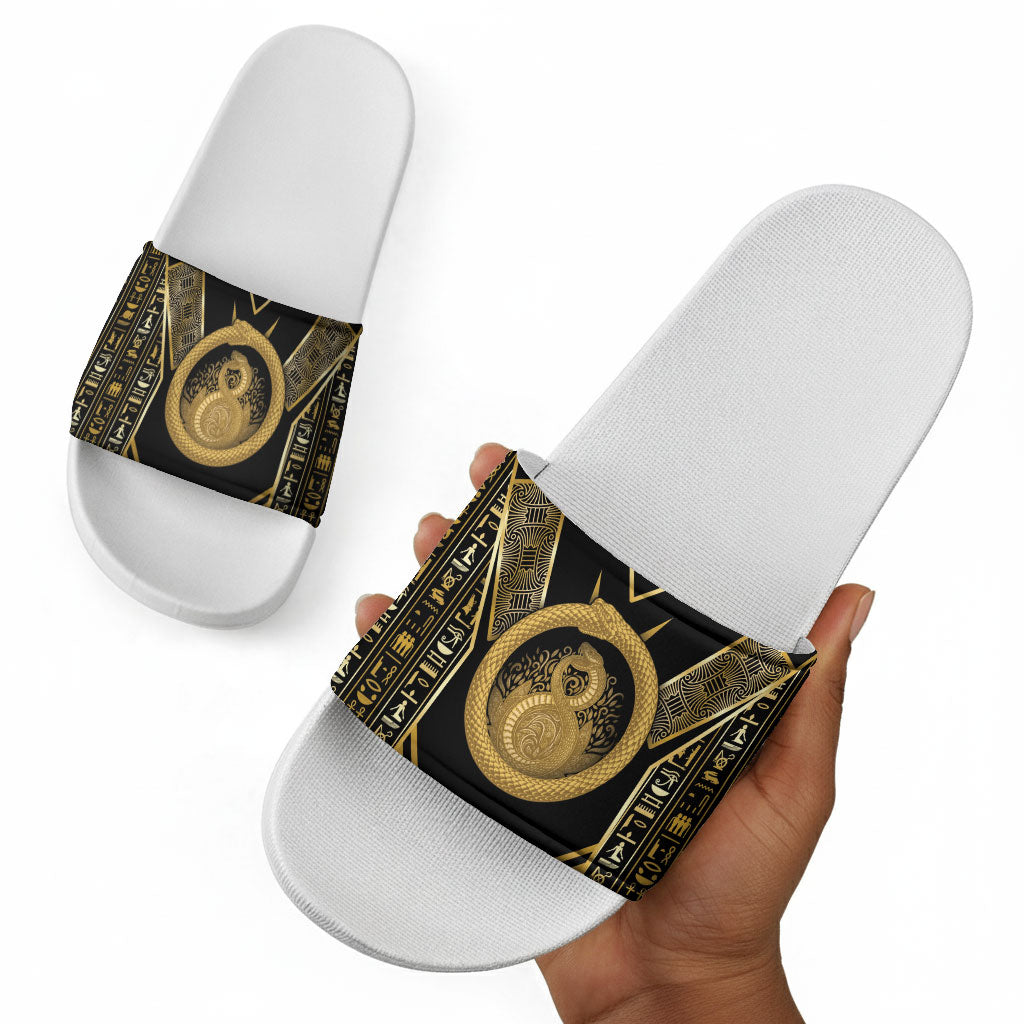 Egypt Ouroboros Slide Sandals Ancient Mythology Infinity Serpent Gold