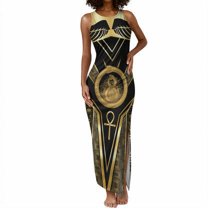 Egypt Ouroboros Tank Maxi Dress Ancient Mythology Infinity Serpent Gold