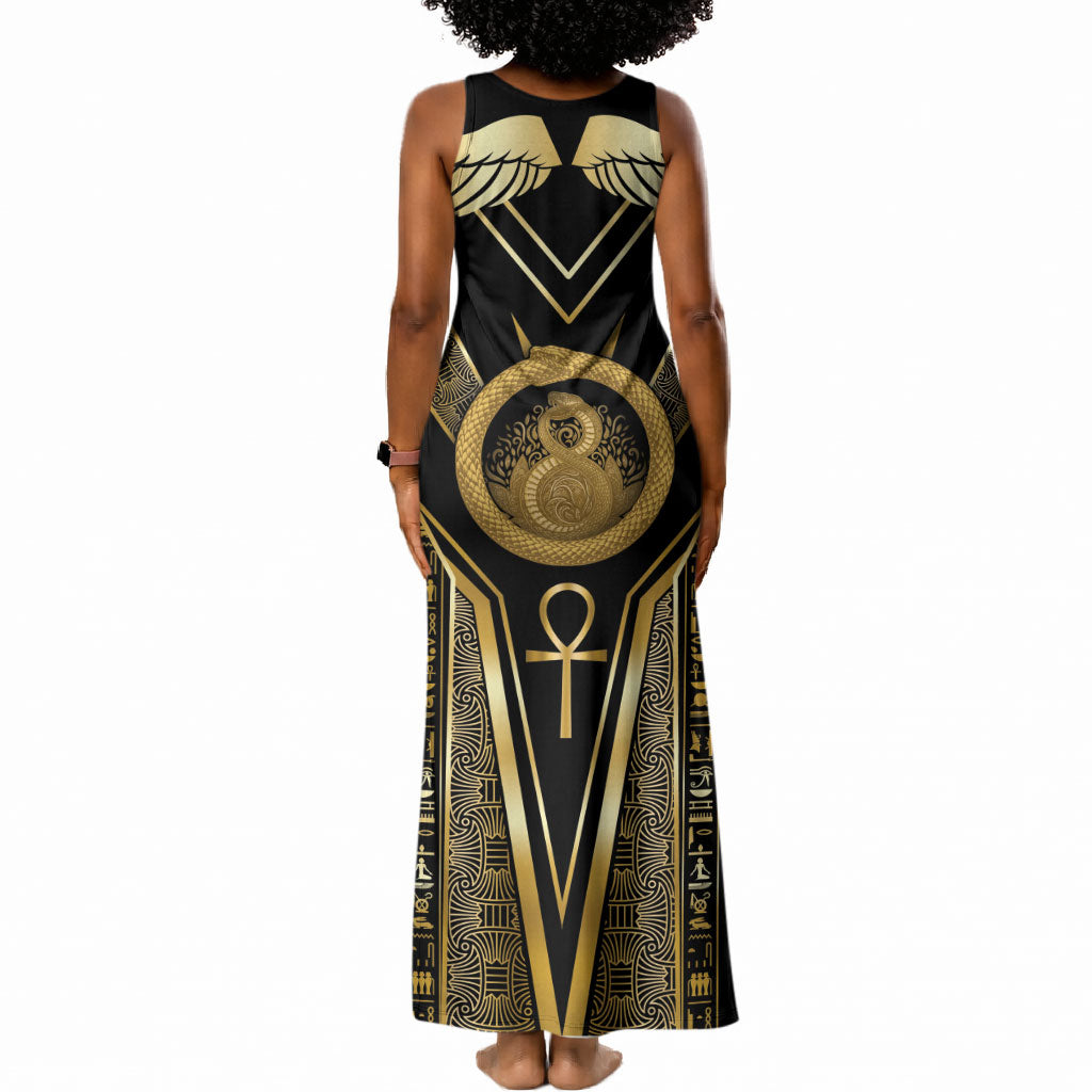 Egypt Ouroboros Tank Maxi Dress Ancient Mythology Infinity Serpent Gold