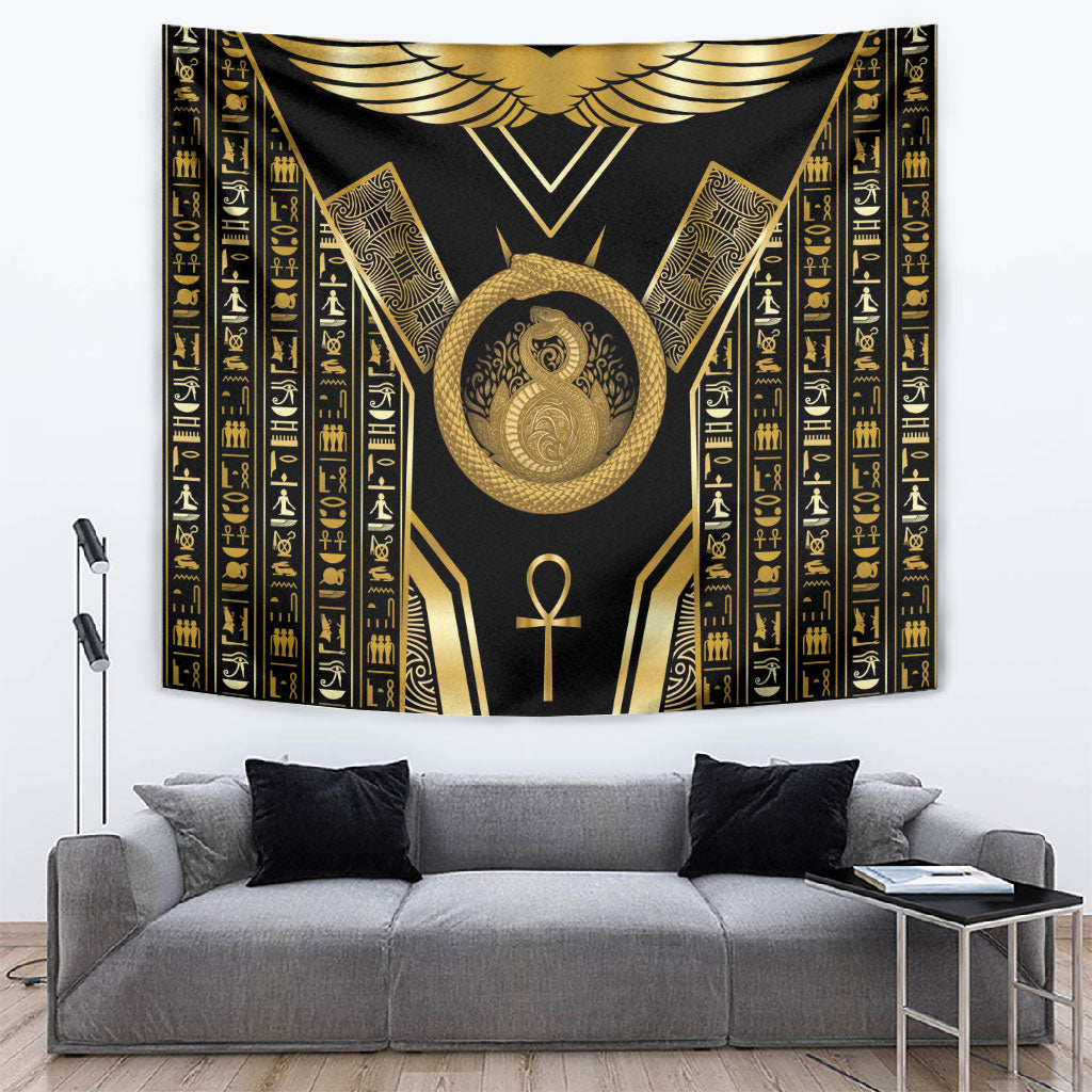 Egypt Ouroboros Tapestry Ancient Mythology Infinity Serpent Gold