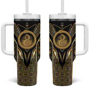 Egypt Ouroboros Tumbler With Handle Ancient Mythology Infinity Serpent Gold