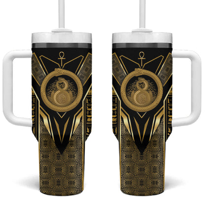 Egypt Ouroboros Tumbler With Handle Ancient Mythology Infinity Serpent Gold
