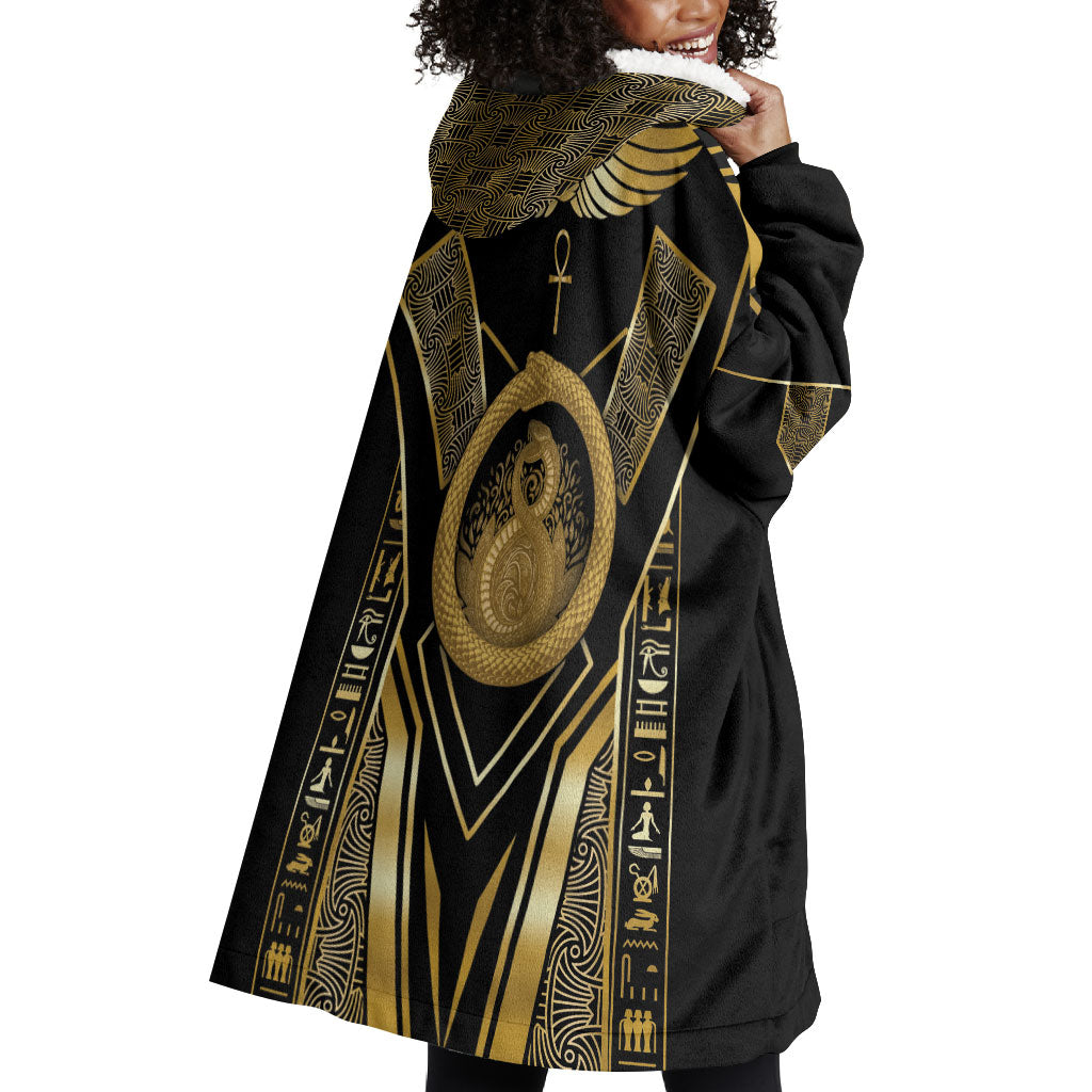 Egypt Ouroboros Wearable Blanket Hoodie Ancient Mythology Infinity Serpent Gold