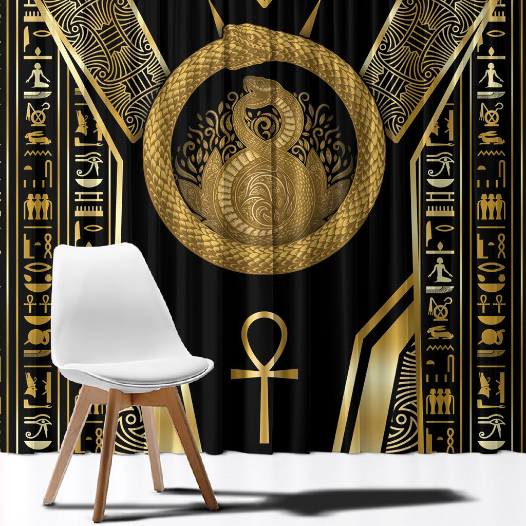 Egypt Ouroboros Window Curtain Ancient Mythology Infinity Serpent Gold